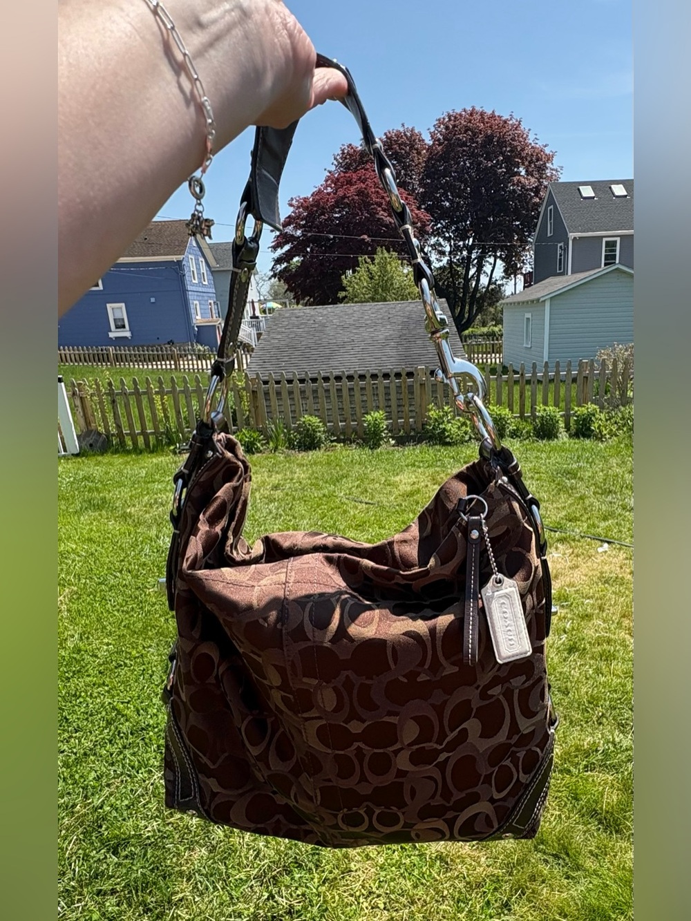 Vintage Y2K Coach Optic Carly Hobo/Shoulder Bag. Chocolate Brown. F13981